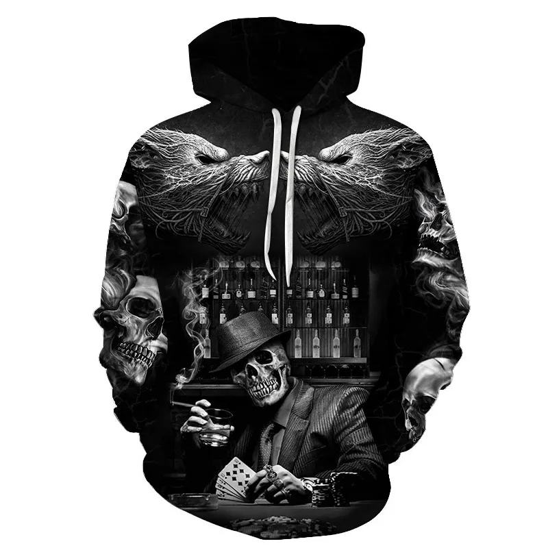 3d Skull Print Hoodie Long Sleeve Black Sweater Casual Sportswear Men's O Neck Pullover Street Oversized Clothes Hoodies Kids 3d Skull Print Hoodie Long Sleeve Black Sweater Casual Sportswear Men's O Neck Pullover Street Oversized Clothes Hoodies Kids