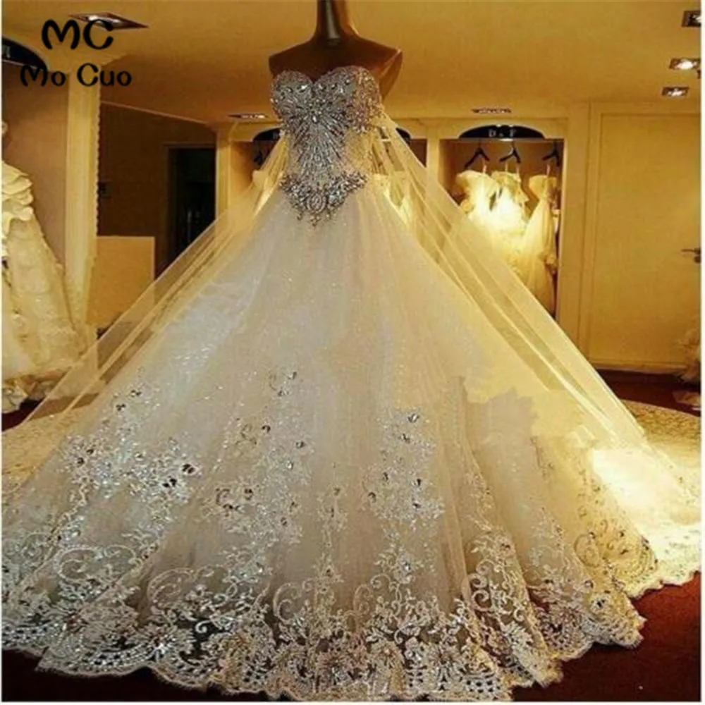 

Luxury Sparkle Wedding Dress with Crystals Detachable Back Train Sweetheart Bridal Gown Tulle Bridal Gown Wedding Gowns