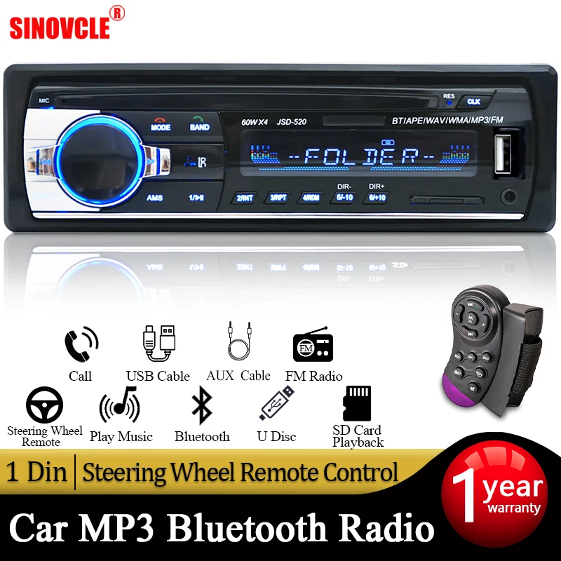 Car Radio Stereo Player Digital Bluetooth Car Mp3 Player 60wx4 Fm Radio Stereo Audio Music Usb