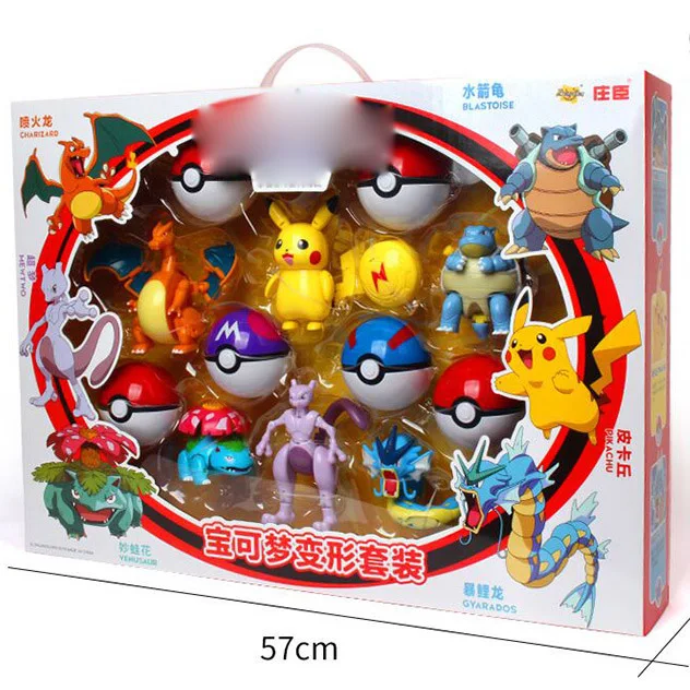 Action Morphing Pokeballs Transformation Toys For Children 6 Pocket Monsters per Pack Great Birthday Christmas Gift Pikachu Toys