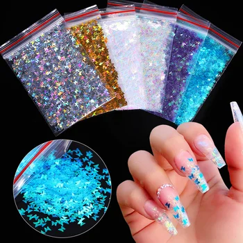 

1 Bag Nail Sequins Nail Art Colorful Flakes Holographics Butterfly Nail Sequins Decoration fire 3D Flakes SlicesDesign Sticker