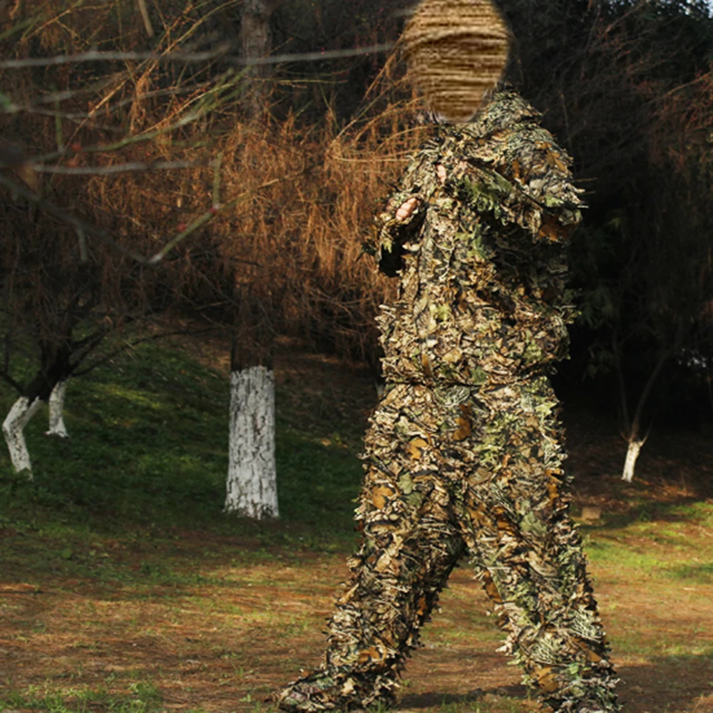 Мужской Камуфляжный костюм тактическая снайперская одежда 3D легкий Ghillie Leaf с