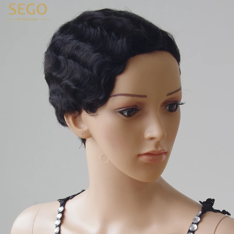 SEGO короткий парик человеческих волос 130% Плотность для черных женщин remy