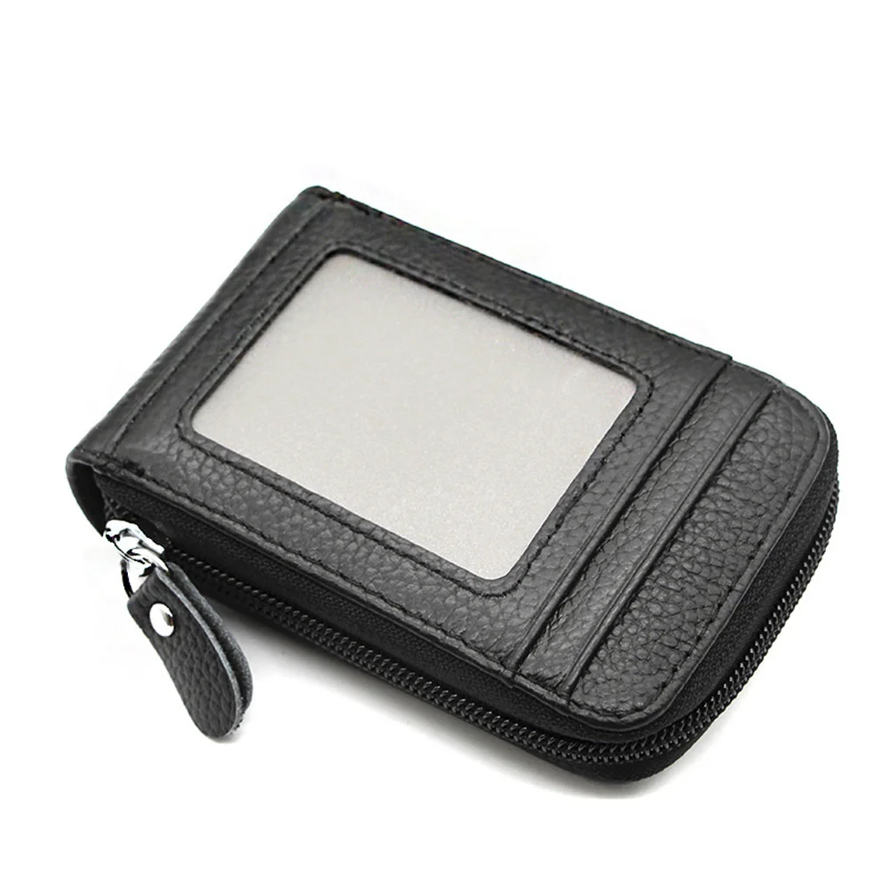 

Unisex Pocket Fashion Anti Scan Card Holder Blocking PU Leather Photo Portable Thin Business Foldable Credit Zipper Wallet Coin