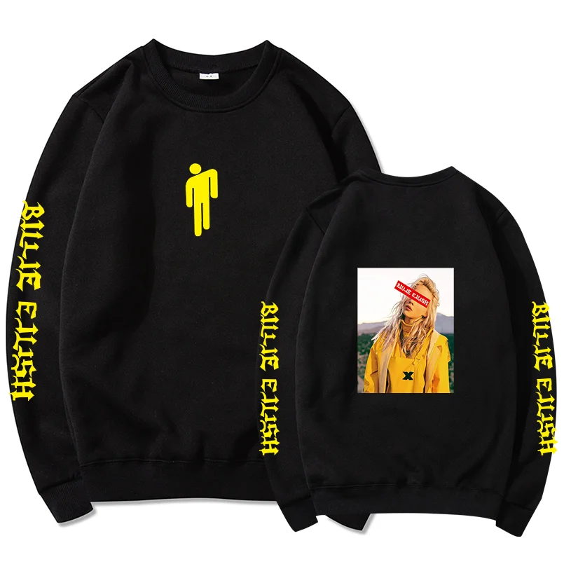 Новая горячая Billie Eilish Толстовка Мужская Черная хлопковая толстовка пара простая