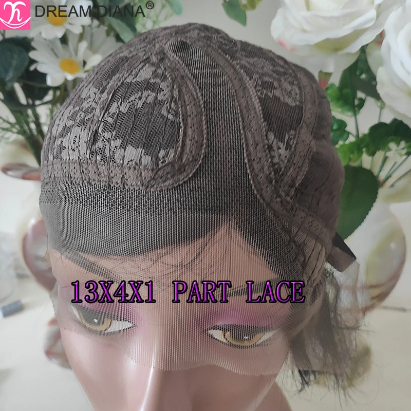 Human Hair Wig Lace Front Wigs DreamDianan Ombre Malaysian Wavy Wigs 13X4 Lace Frontal Short Pixie Cut Wig Ombre Curly Lace Front Wig Human Hair Water Wave