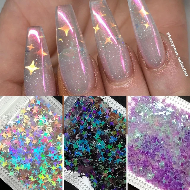 10g/Bag 1mm Holographic Heart Nails Glitter Sequins Sparkly Laser Gold  Flakes For Nails Art Decoration - AliExpress