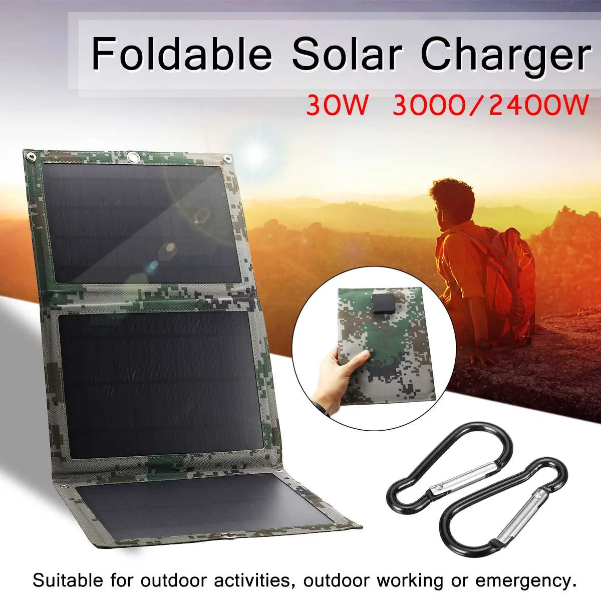 Новейшая 30 Вт 5 В складная солнечная батарея зарядное устройство солнечная панель монокристаллическая солнечная батарея посылка с двумя USB для рюкзака