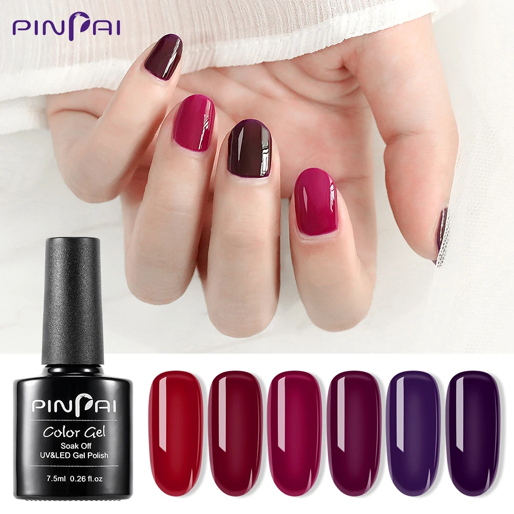 

Pinpai 7.5ml Nail Gel Polish Gorgeous Berry Red Color Semi Permanent Soak Off LED UV Gel Varnish Manicure Nail Art Gel Lacquer