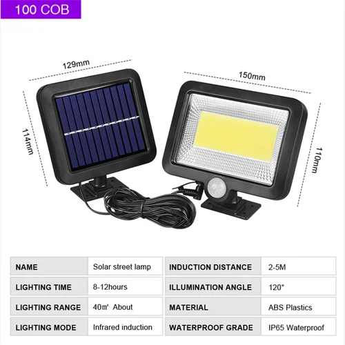 COB LED 태양광 발전 조명, 야외 PIR 모션 센서, 햇빛, 방수 벽, 정원용 비상 거리 보안 램프 2