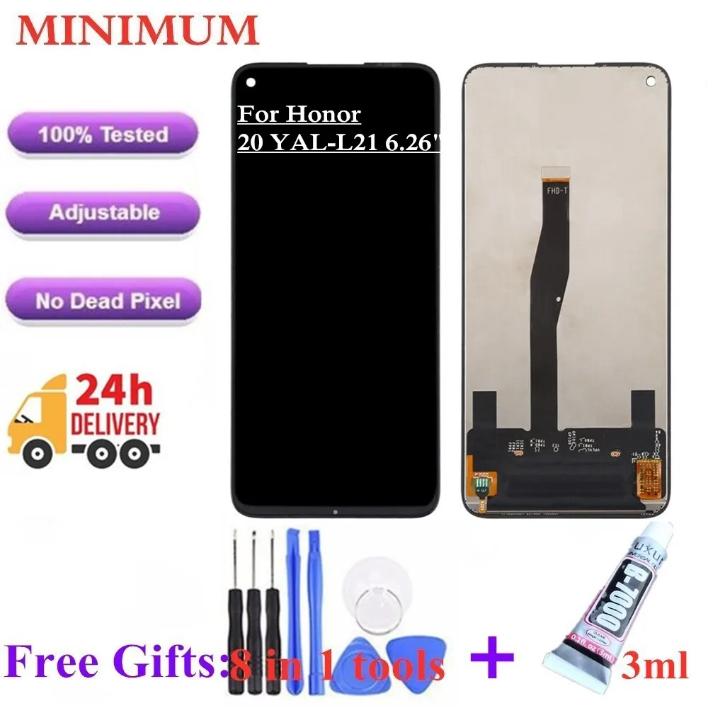 

For Huawei Honor 20 YAL-L21 6.26" LCD Display Touch Screen Digitizer Assembly For Honor20 Replacement LCDs + Gift