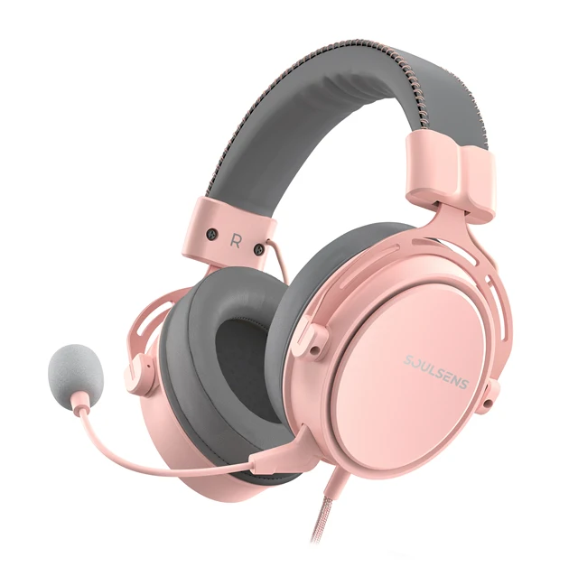 Mpow/Soulsens Air SE PS4 Gaming Headset 3D Surround Sound Wired Headphones with Noise Cancelling Mic for PS4 PS5 Xbox One Switch Soulsens - Pink