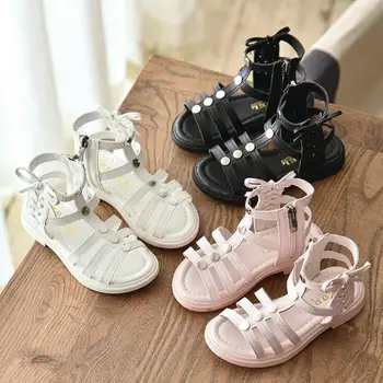 

New Girls Soft Sandals Children's Beach Shoes Summer Kids Roman Sandals Girls Princess Party Shoes Infant Size 26-36