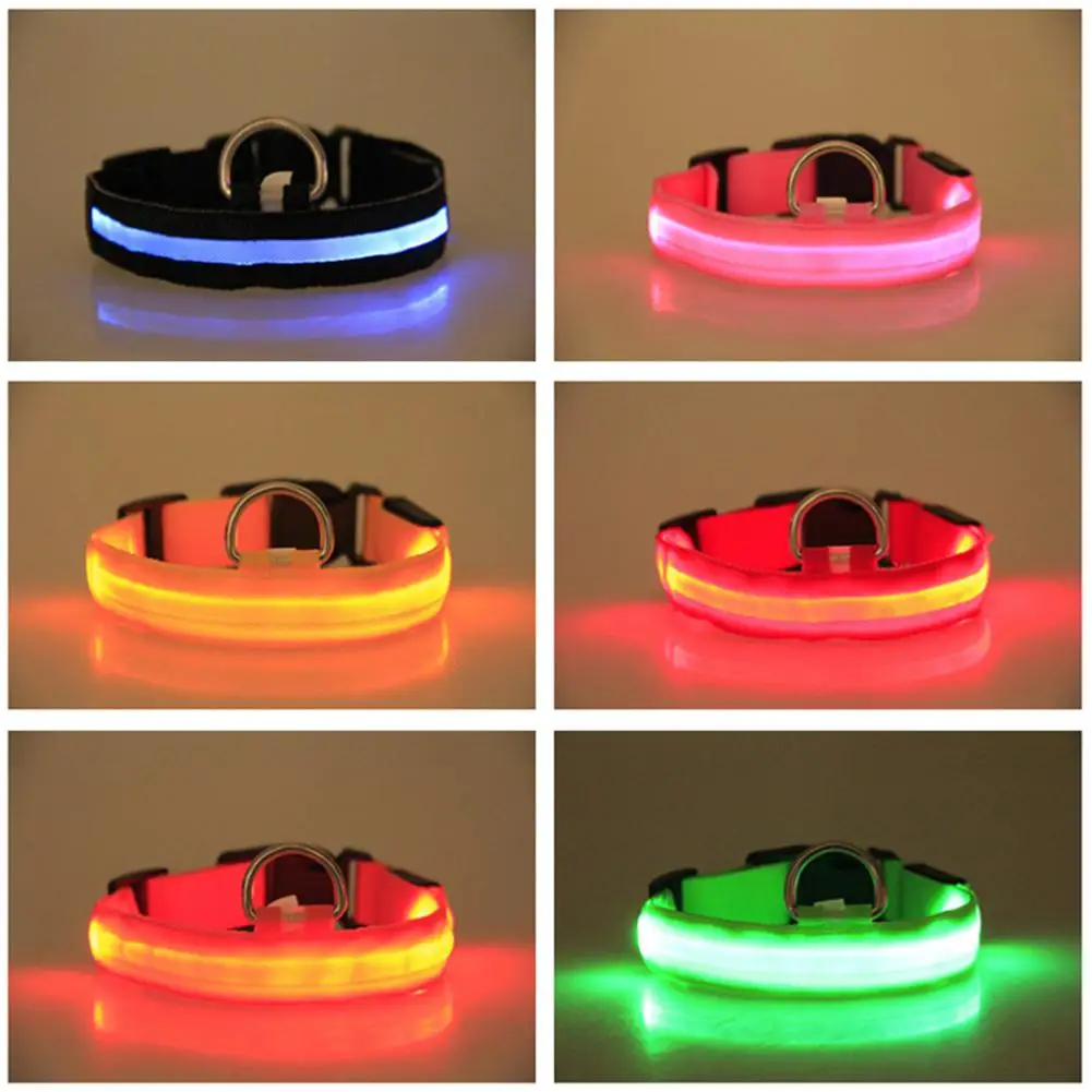Hot Sale Flashing Glowing Gem Light LED Supplies Products Dog Light Pet Dog Collar Adjustable Small Pet Luminous Safety Collar