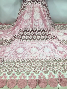 

2019 Hot Sale Black Embroidered African Lace Fabric High Quality With Rhinestone French Net Guipure Lace Fabrics