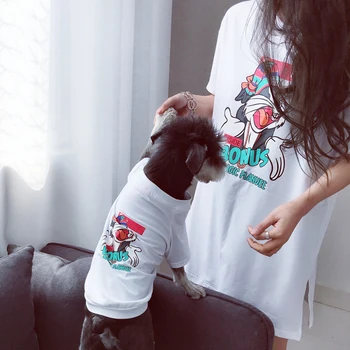 

Cartoon Pattern Pet Dog Parent-child Clothes Set for Small Dogs Spring Summer Pet Clothing Chihuahua Puppy Outfit Yorkie Tshirt