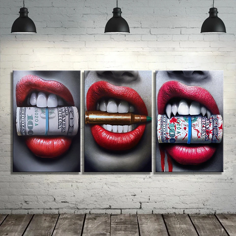 3Pcs Lips Modern Canvas Print Painting Wall Art Picture Home Decor Unframed 3Pcs Lips Modern Canvas Print Painting Wall Art Picture Home Decor Unframed