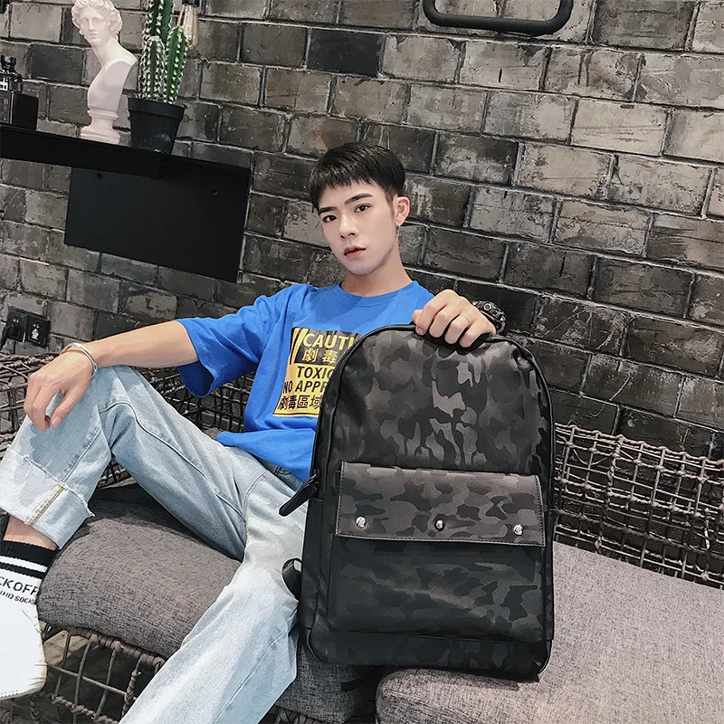 

New Camo Korean student bag casual men's shoulder bag PU fashion JIULIN