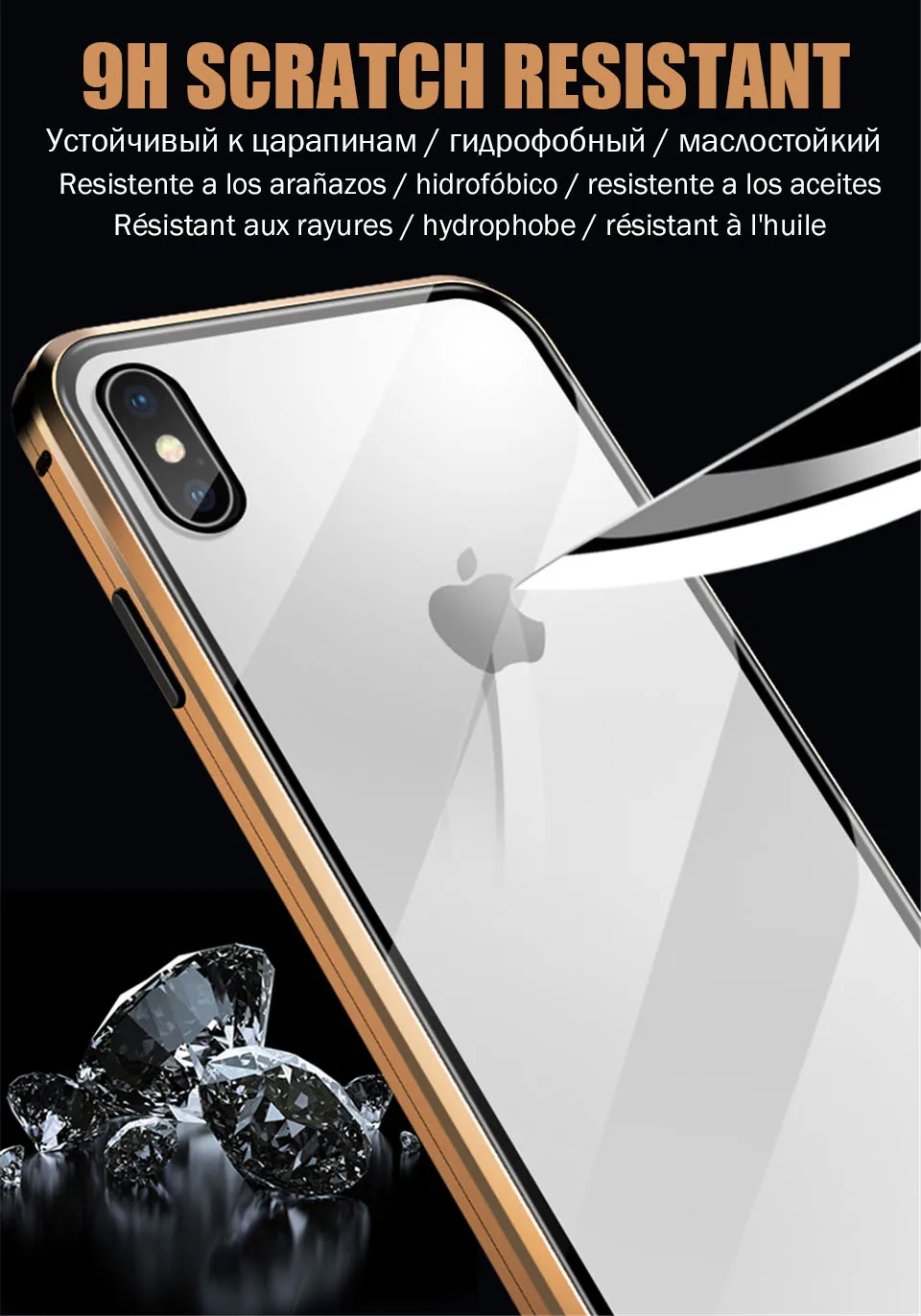 360 магнитный адсорбционный металлический чехол для телефона для iPhone 6 6s 8 7 Plus закаленное стекло задняя крышка для iPhone X 11 11R XS Чехлы для MAX XR