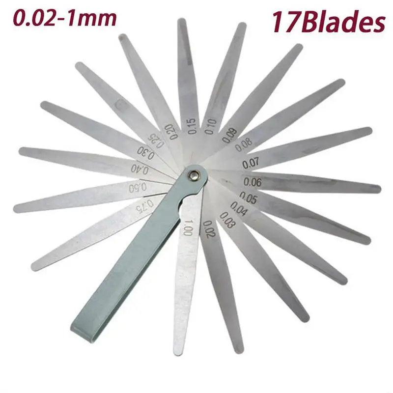 

1 Set 17 Blades Metric Feeler Gauge Gap Filler For Clearance Measurements 0.02-1.00MM Thickness Measurement Layout Tool