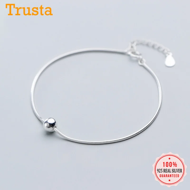 Trustdavis Authentic 100% 925 Sterling Silver Fashion Beads Snake Chain Anklets Bracelet For Women Wife Best Friend Gift DA1112 Trustdavis Authentic 100% 925 Sterling Silver Fashion Beads Snake Chain Anklets Bracelet For Women Wife Best Friend Gift DA1112