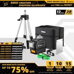 DEKO – Niveau Laser 3D Vert, 12 Lignes, croix/horizontal/vertical, nivellement automatique,pour l'intérieur et l'extérieur 