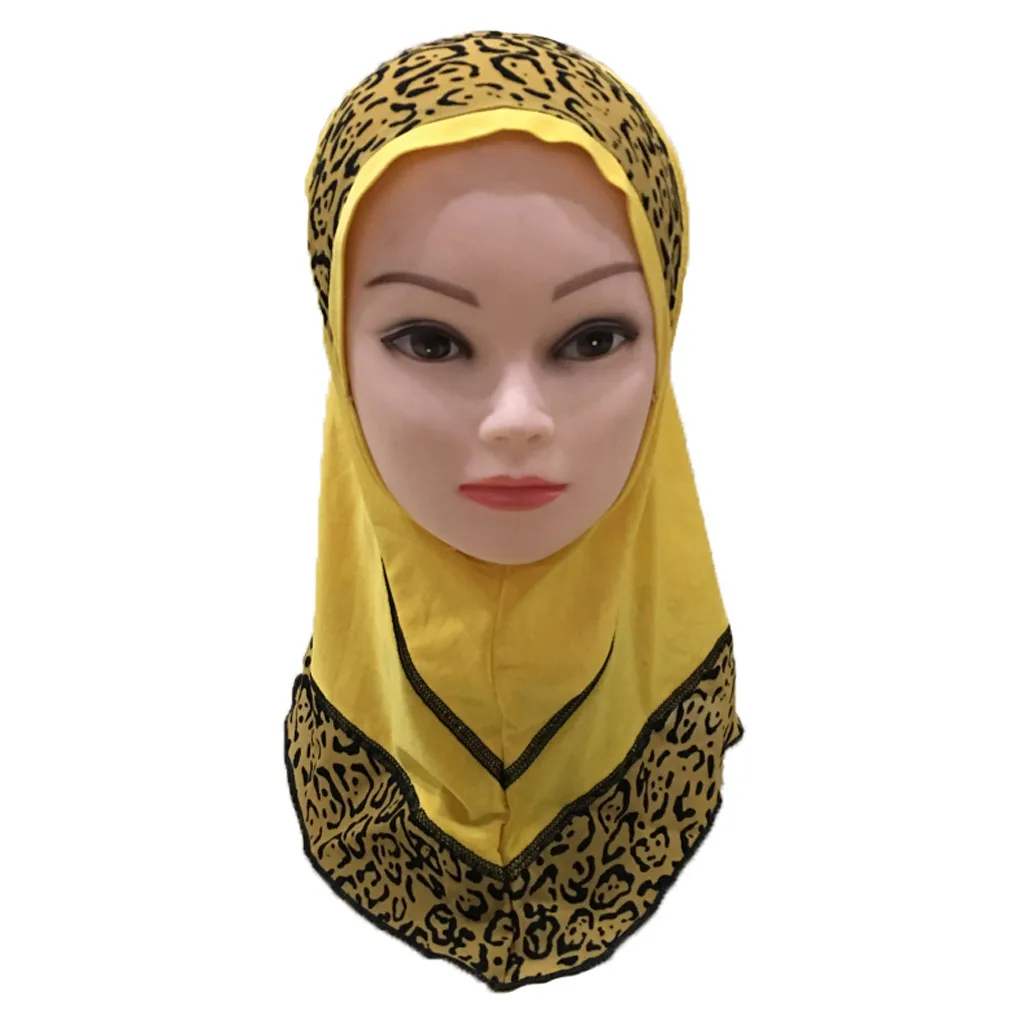 Детская мусульманская растягивающаяся леопардовая Кепка chemo, головной платок, головной убор, шапочка для душа, шапка, наушники, детское Рождественское украшение для волос# E30
