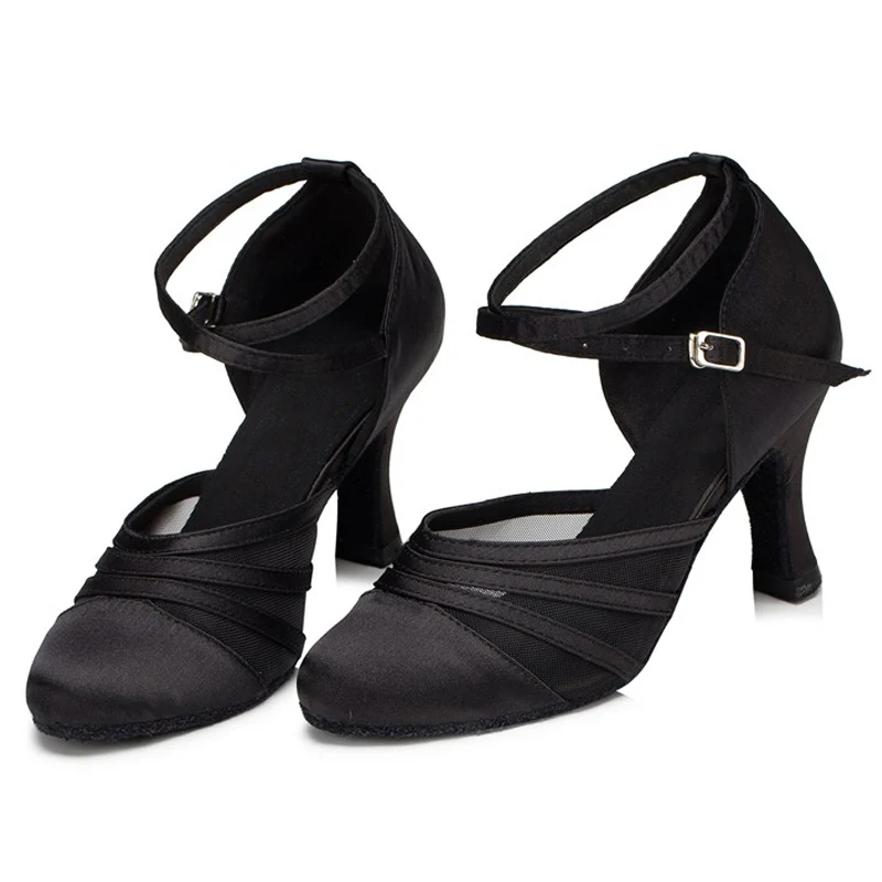 Обувь для бальных танцев для женщин, девушек, дам, Танго/бальных/латинских/современных каблуках, Классические атласные домашние танцевальные туфли, Прямая поставка