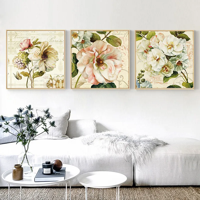 Retro Decor Vintage Flower Pictures for Home Design Oil Painting On Canvas Posters and Prints Living Room Frameless | Дом и сад