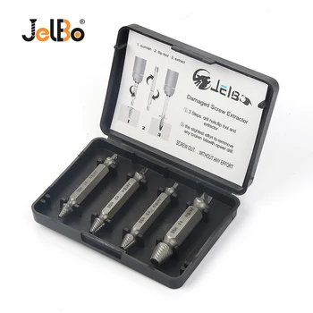 

JelBo 4Pcs Damaged Screw Extractor HSS Speed Out Drill Bits Kit for Woodworking Easy Out Broken Screw Bolt Remover Extractor Set