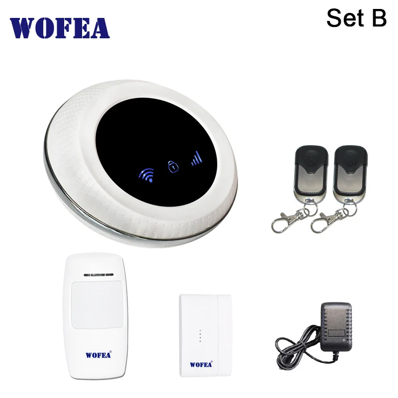 Wofea беспроводной SIM GSM домашняя охранная wifi GSM сигнализация система Датчик комплект tuya приложение Встроенная сирена - Цвет: SET B