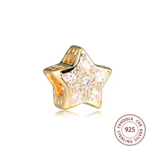 Подходит для оригинального браслета berloques 925 пробы серебряный блеск звезда кристалл шармы бусины для изготовления ювелирных изделий kralen perle