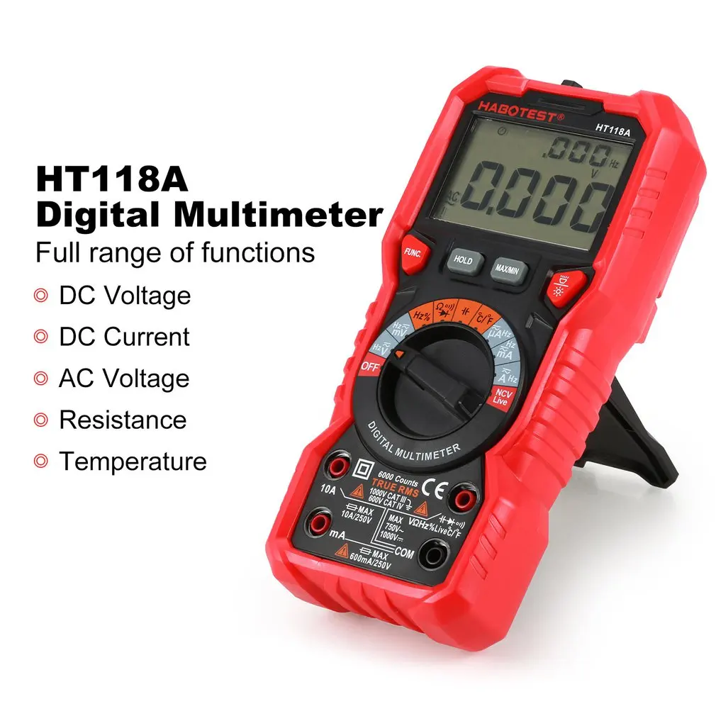 Цифровой мультиметр HT118A HT118C HT118D Подсветка Зуммер AC DC Амперметр Вольтметр Ом измеритель температуры Удержание данных батарея тест