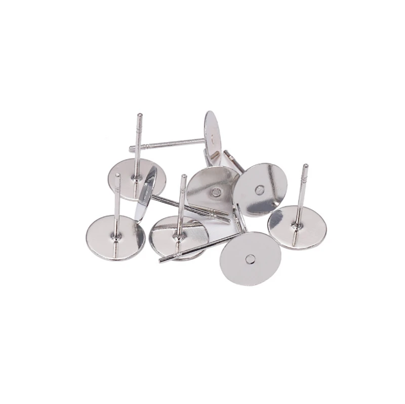 

1Pack Stainless Steel Blank Earring Stud Base Fit 3/4/5/6/8/10/12mm Gold Earring Post Flat Base Pins Settings DIY Jewelry Making
