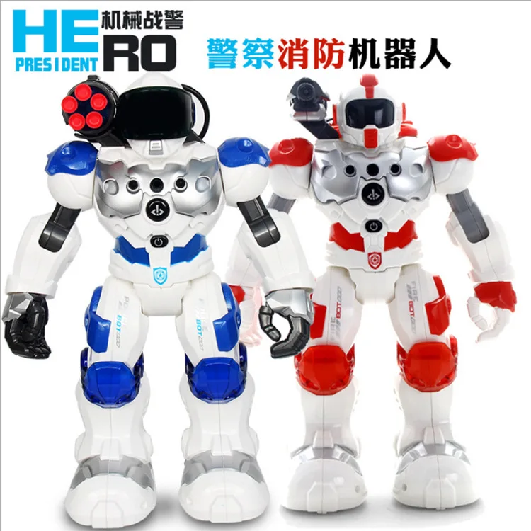 

AMWELL Machinery Cops Firefighting Robot Police New Weir Children Remote Control Toy Boy Smart Dancing Sensing