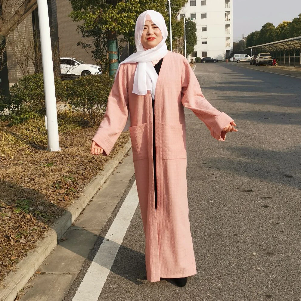 Розовый абайя кимоно хиджаб мусульманское платье для женщин турецкая исламская одежда Кафтан Дубайский кафтан халат Musulmane ислам Ropa Arabe Mujer