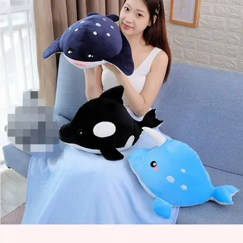 

Marine Animal Pillow Blanket Doll Two-in-one Blanket Air-conditioning Blanket Dual-use Summer Cooler Blanket For Children