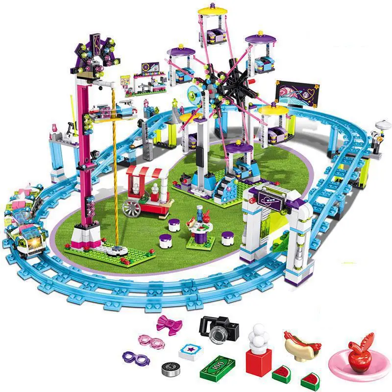 

Bricks for Lepining Friends Amusement Park Blocks Roller Coaster Figure Model Toys Hobbie Children Girls kids gift