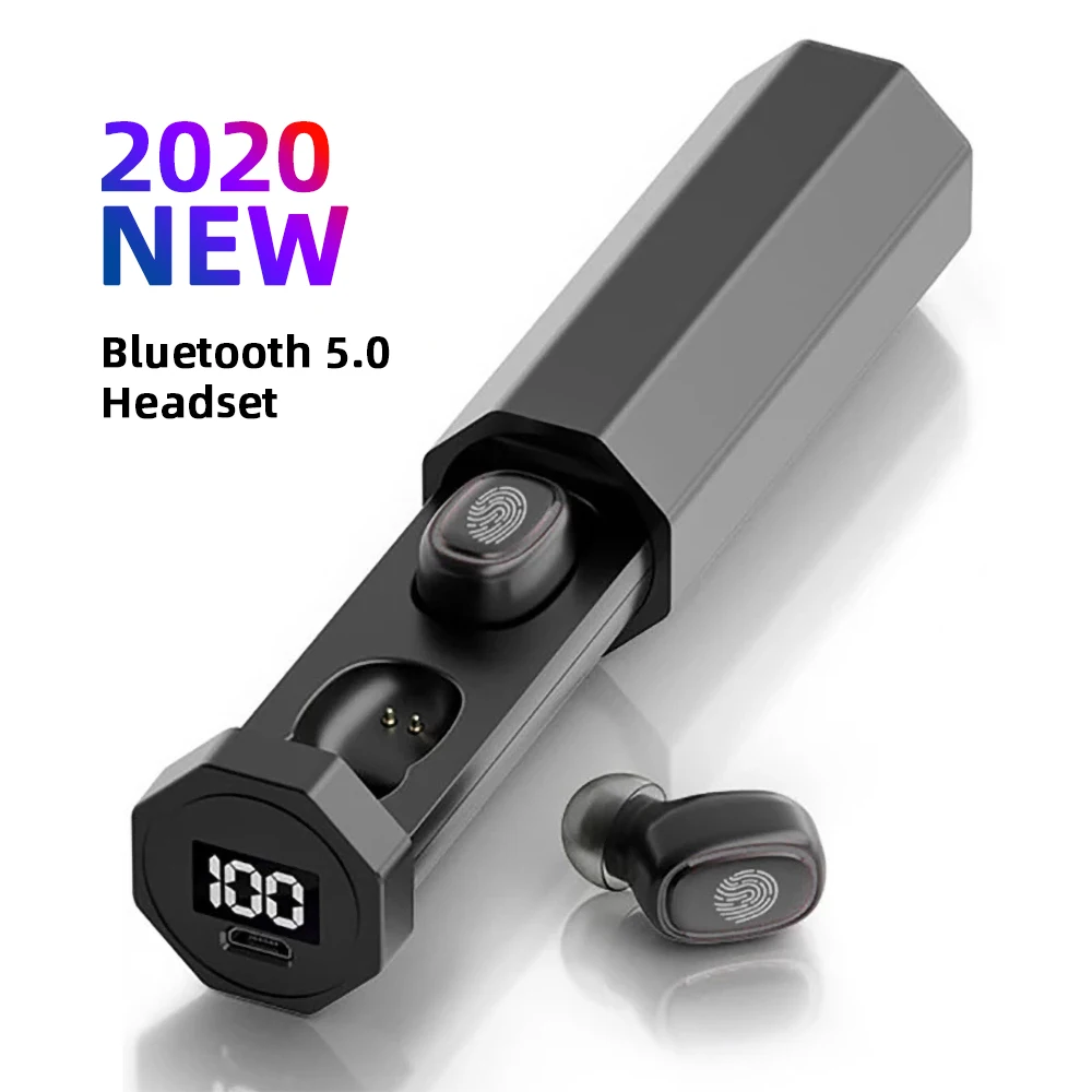 Wireless Bluetooth 5 0 Headphones B9 Sport Earphone MIC Earbuds with LED Display For Xiaomi Huawei Samsung In ear Headsets