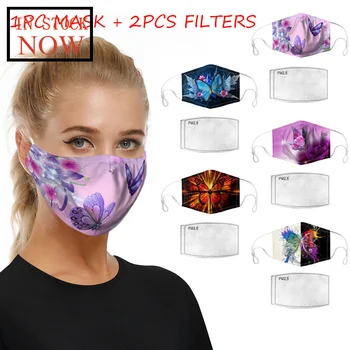 

1pc Adult Printed Windproof Foggy Haze Pm2.5 Mask With 2pc Filters Fashion Cotton Face Mask Respirator Mascarilla Reutilizable