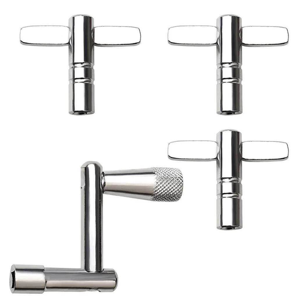 4 Pieces Drum Tuning Keys Drum Set Repair Tool Crank Square Spinners Wrenches Silver