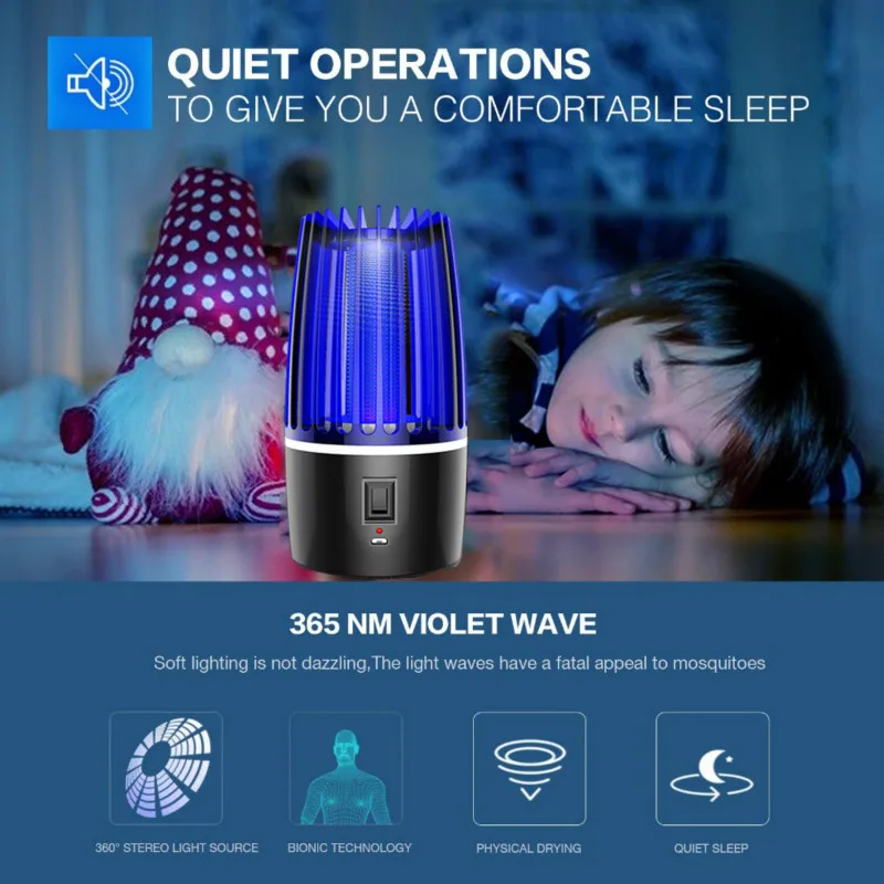 2020 New 2 in 1 USB Rechargeable Mosquito Killer Lamp LED Bug zapper Insect Killer Pest Repeller Camping Light Mosquito Trap