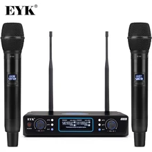 EYK E100 UHF 2 канала беспроводной микрофон Система двойной ручной микрофон микрофонный для KTV речи караоке семейные вечерние 60 м расстояние