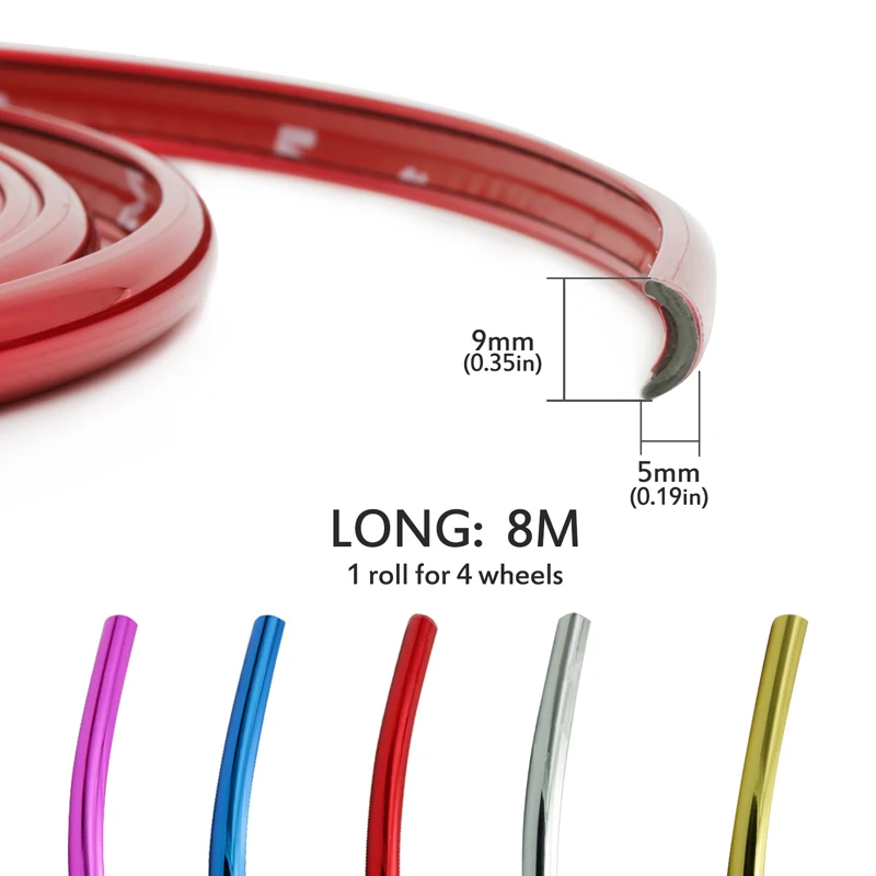 8 м цветные защитные диски для колес автомобиля Декоративная полоса защитная