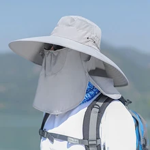 1 шт. открытый рыбак ведро шляпы лоскут кепки широкими полями Зонт ветрозащитный быстрое высыхание маска для лица ухо шеи крышка