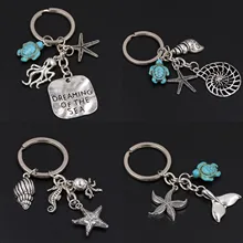 Европа и Америка популярный бренд Осьминог Морская звезда морской конек Бирюзовый Морская Черепаха брелок