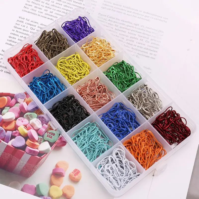 

About750Pcs/Box Mix Color Metal Pins Gourd Pear Shape Safety Metal Clips Knitting Stitch Marker Hangtag Pins Fastener Craft DIY