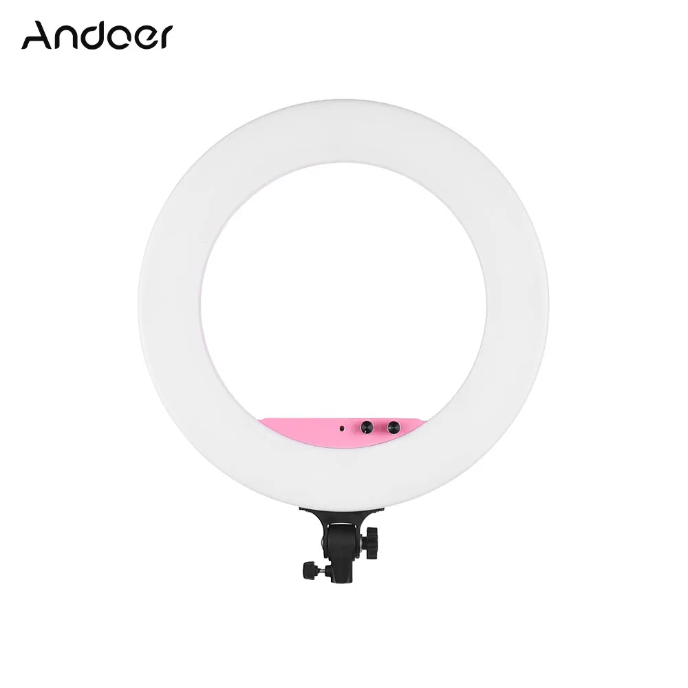 

Andoer 18" Studio Photography Lighting LED Video Ring Light Fill-in Lamp 80W 3200K-5800K Bi-color Video Light w/Phone Holder