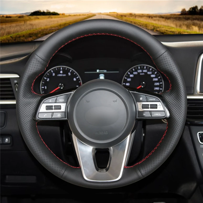 

Braid on the Steering Wheel Cover for Kia cerato 2018 Kia K5 Optima 2019 Cee'd Ceed 2019 Forte steering wheel case funda volante