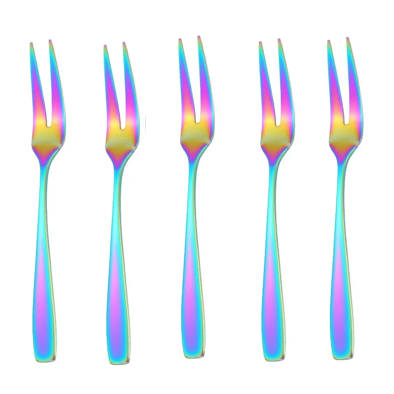 Rainbow dessert forks
